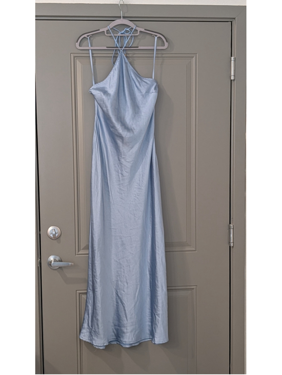 Selfie Leslie Dresses & Skirts - Selfie Leslie Sky Blue Satin Cowl Neck Maxi Dress Size M AU 10